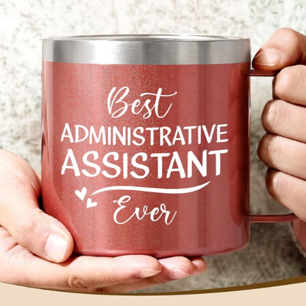 'Best Administrative Assistant Ever' 14 Oz Stainless Steel Coffee Mug Rose Gold